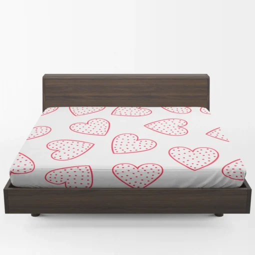 Pink Love Hearts Polka Dots Fitted Sheet 1