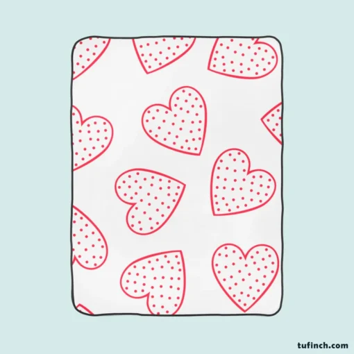 Pink Love Hearts Polka Dots Fleece Blanket 1