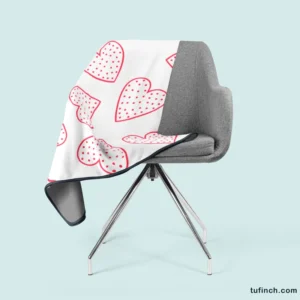 Pink Love Hearts Polka Dots Fleece Blanket 2