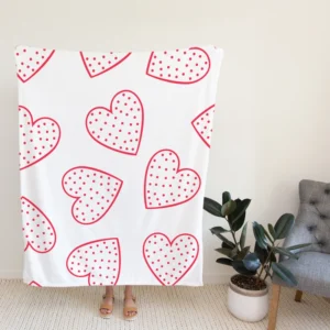 Pink Love Hearts Polka Dots Fleece Blanket