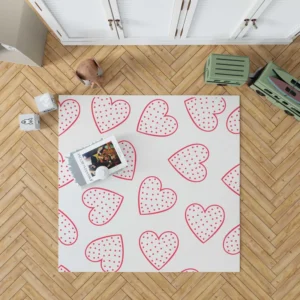 Pink Love Hearts Polka Dots Rug