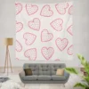 Pink Love Hearts Polka Dots Wall Tapestry