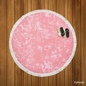 Pink Marble Texture Round Beach Towel