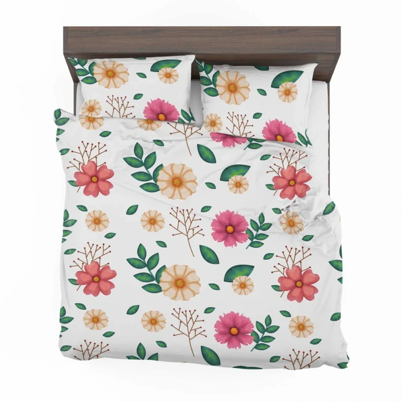 Pink Orange Cosmos Flowers Bedding Set 2