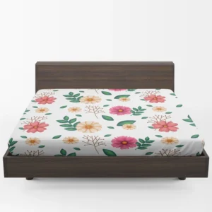 Pink Orange Cosmos Flowers Fitted Sheet 1