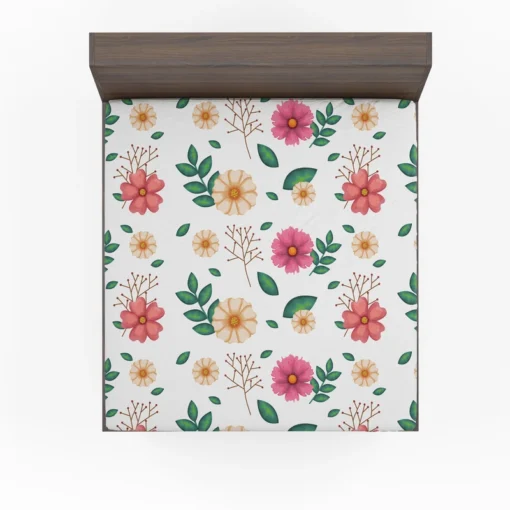 Pink Orange Cosmos Flowers Fitted Sheet