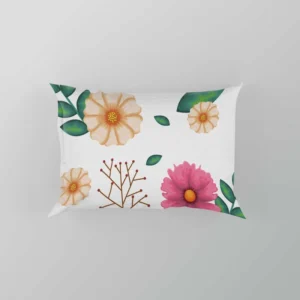 Pink Orange Cosmos Flowers Pillow Case