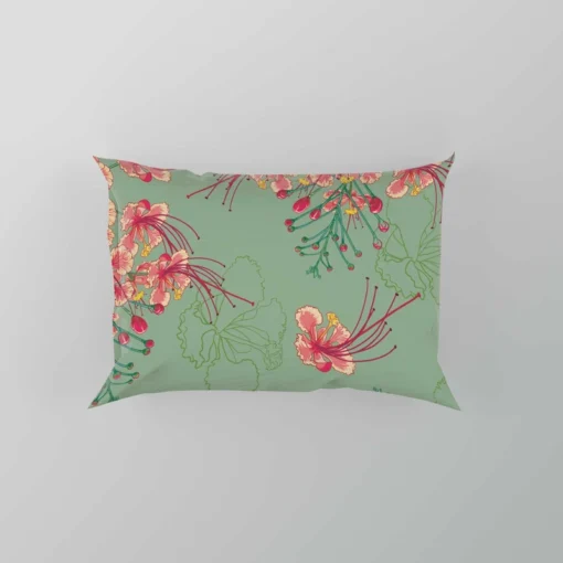 Pink Peacock Watercolor Floral Pillow Case