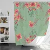 Pink Peacock Watercolor Floral Shower Curtain