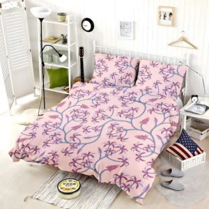 Pink Plant Branch Nature Bedding Set