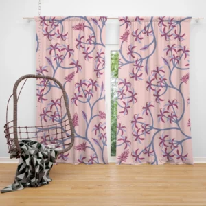 Pink Plant Branch Nature Curtain