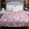 Pink Plant Branch Nature Duvet Cover