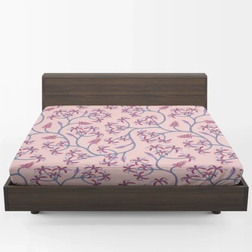 Pink Plant Branch Nature Fitted Sheet 1