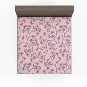 Pink Plant Branch Nature Fitted Sheet