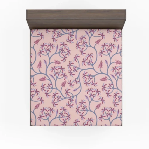 Pink Plant Branch Nature Fitted Sheet