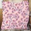 Pink Plant Branch Nature Quilt Blanket