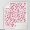 Pink Plant Branch Nature Sherpa Fleece Blanket