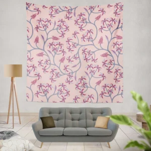 Pink Plant Branch Nature Wall Tapestry