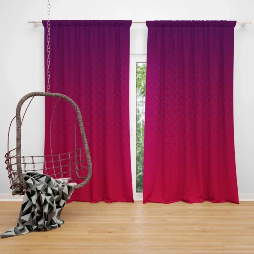 Pink Purple Blue Gradient Floral Curtain