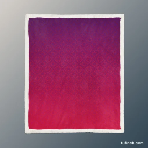 Pink Purple Blue Gradient Floral Sherpa Fleece Blanket 1