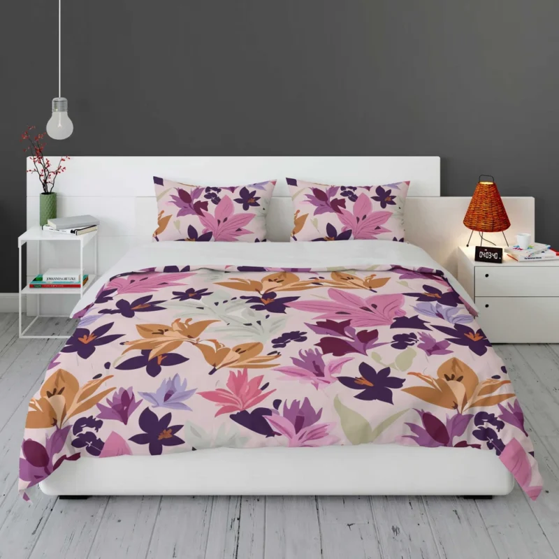 Pink Purple Lily Flowers Bedding Set 1