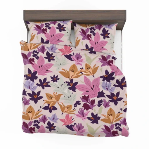 Pink Purple Lily Flowers Bedding Set 2