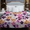 Pink Purple Lily Flowers Duvet Cover