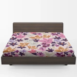 Pink Purple Lily Flowers Fitted Sheet 1