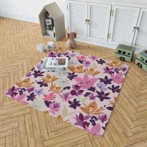 Pink Purple Lily Flowers Rug 1