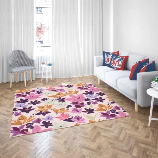 Pink Purple Lily Flowers Rug 2