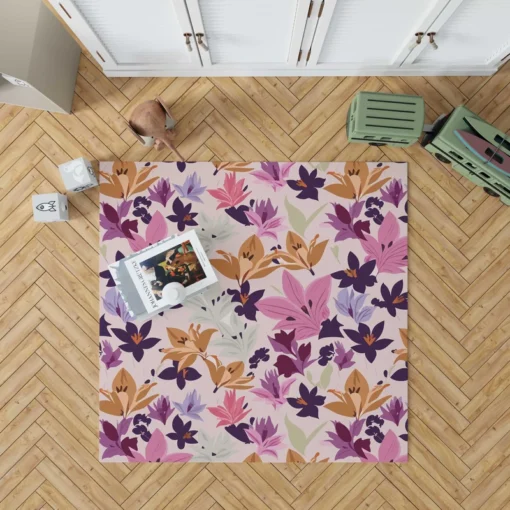 Pink Purple Lily Flowers Rug