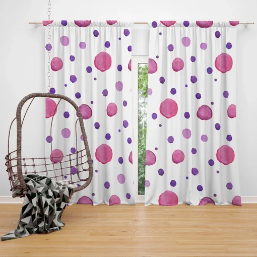 Pink Purple Watercolor Circles Curtain