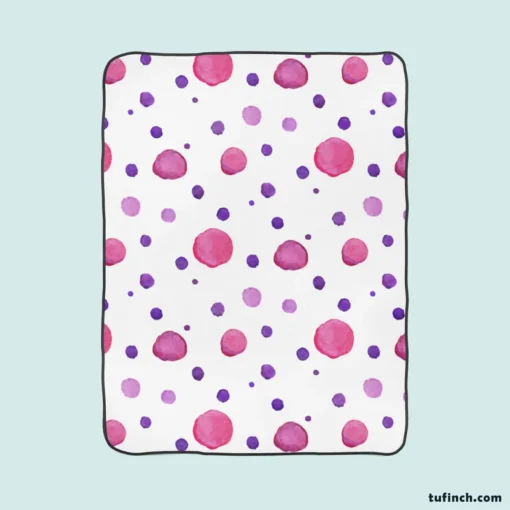 Pink Purple Watercolor Circles Fleece Blanket 1