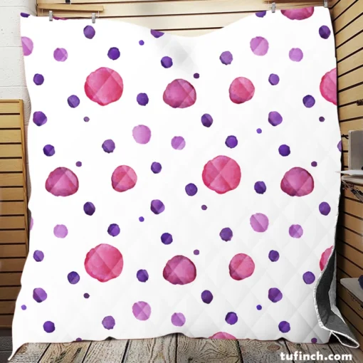 Pink Purple Watercolor Circles Quilt Blanket