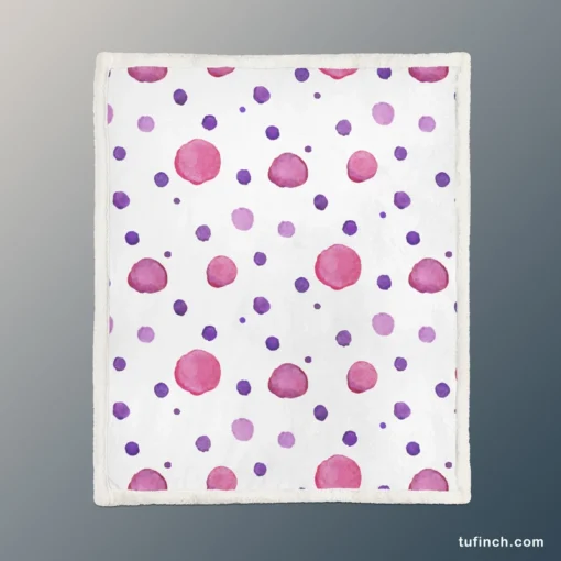 Pink Purple Watercolor Circles Sherpa Fleece Blanket 1