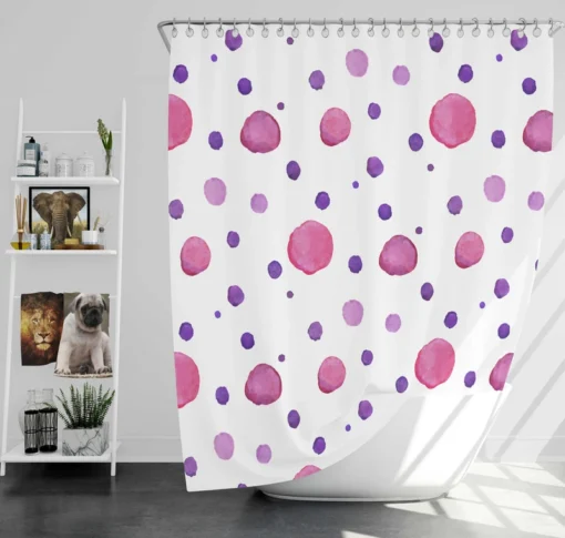 Pink Purple Watercolor Circles Shower Curtain