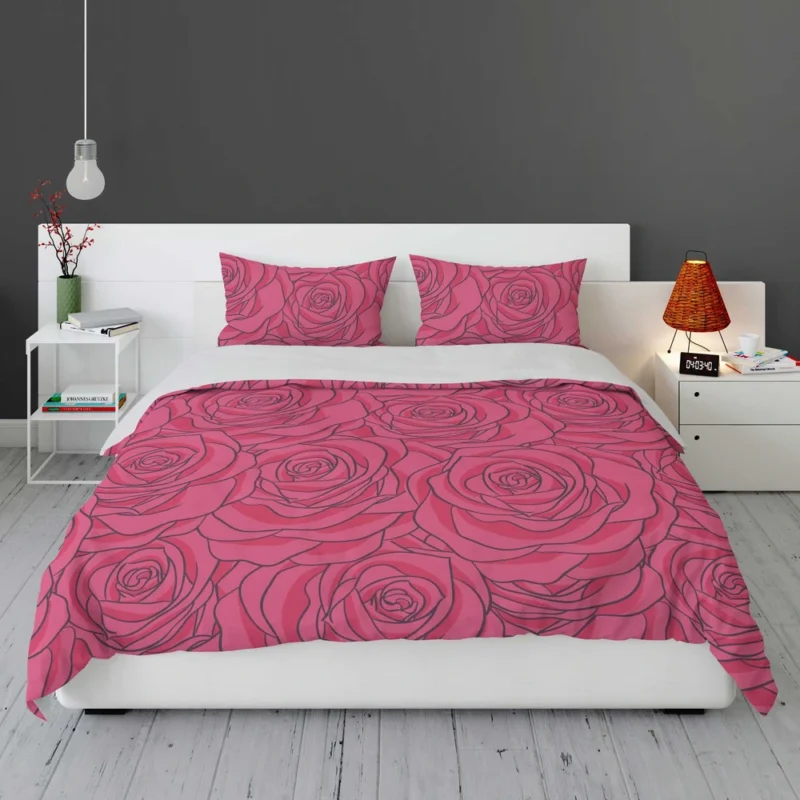 Pink Rose Flowers Bedding Set 1