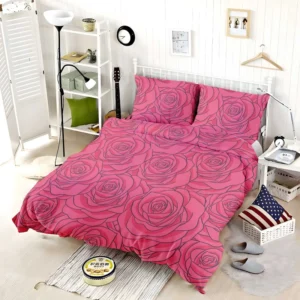 Pink Rose Flowers Bedding Set