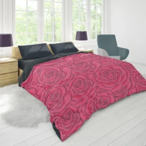 Pink Rose Flowers Duvet Cover 1