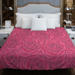 Pink Rose Flowers Duvet Cover