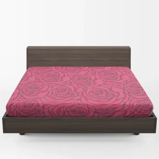 Pink Rose Flowers Fitted Sheet 1