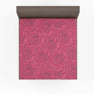 Pink Rose Flowers Fitted Sheet