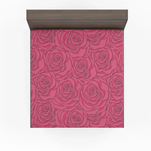 Pink Rose Flowers Fitted Sheet