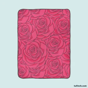 Pink Rose Flowers Fleece Blanket 1