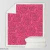 Pink Rose Flowers Sherpa Fleece Blanket