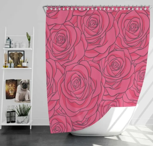 Pink Rose Flowers Shower Curtain