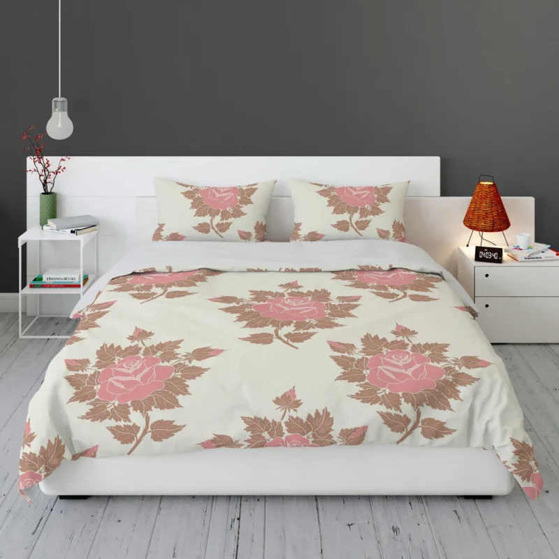 Pink Rose Luxury Floral Design Bedding Set 1