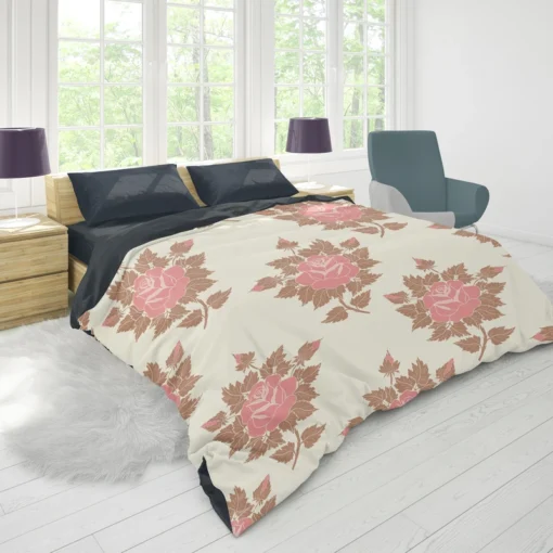 Pink Rose Luxury Floral Design Duvet Cover 1