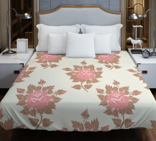 Pink Rose Luxury Floral Design Duvet Cover