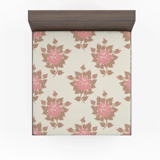 Pink Rose Luxury Floral Design Fitted Sheet